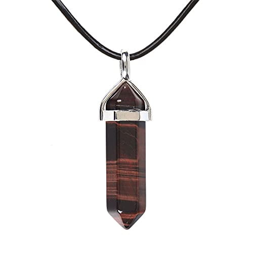 Natural Gem cross Pointed Reiki Chakra Pendant Charm Leather Necklace Natural Gem cross Pointed Reiki Chakra Pendant Charm Leather Necklace